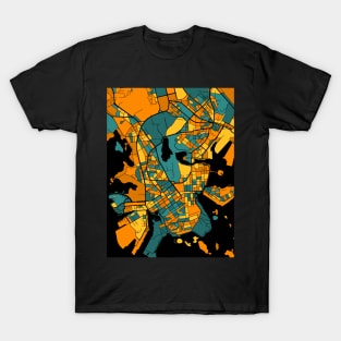 Helsinki Map Pattern in Orange & Teal T-Shirt